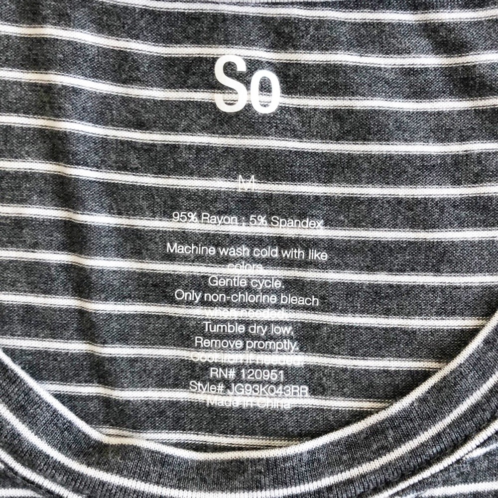 SO Tie Front Slinky Short Sleeve Striped Top Sz M - Picture 4 of 6